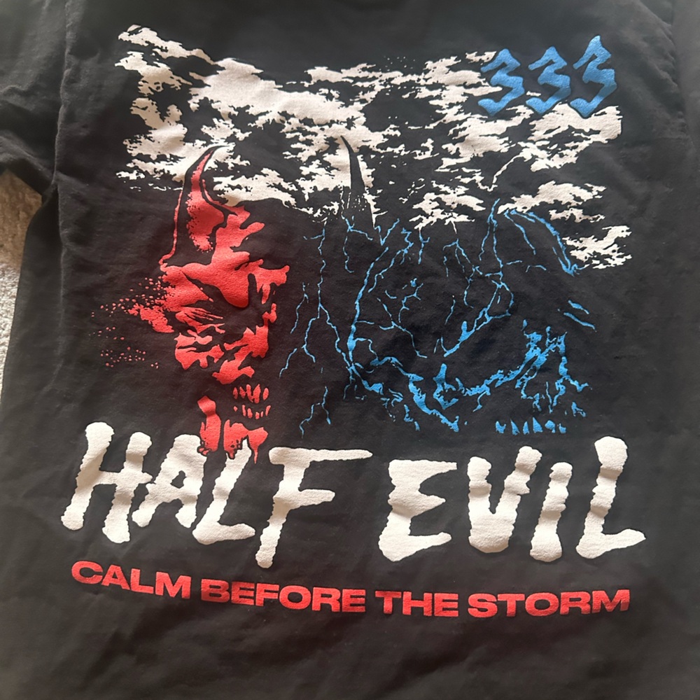 Half evil size large tee